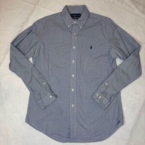 Ralph Lauren Button Down Shirt Mens Large Blue Check Small Pony 16 34/35